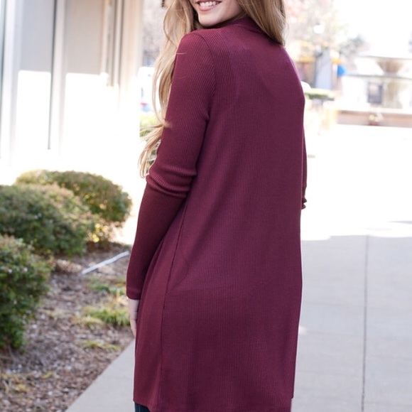 Last 2! M-L Burgundy Open Front Cardigan - Picture 8 of 8